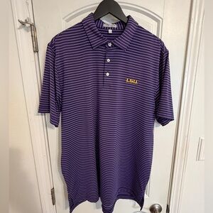 Peter Millar LSU Tiebreaker Performance Jersey Stripe Polo